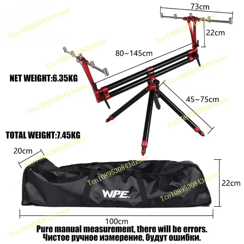 New Retractable Folding Full Metal Aluminum Alloy 5 Heads Triangle Bracket Wholesale High Fishing Rod Holder