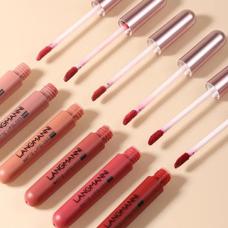 ลิปกลอสสีนู้ด6สีทา lipstik Tint เนื้อแมทลิปกลอสเซ็กซี่ลิปกลอสปากแดงติดทนนานลิปสติกเนื้อแมท