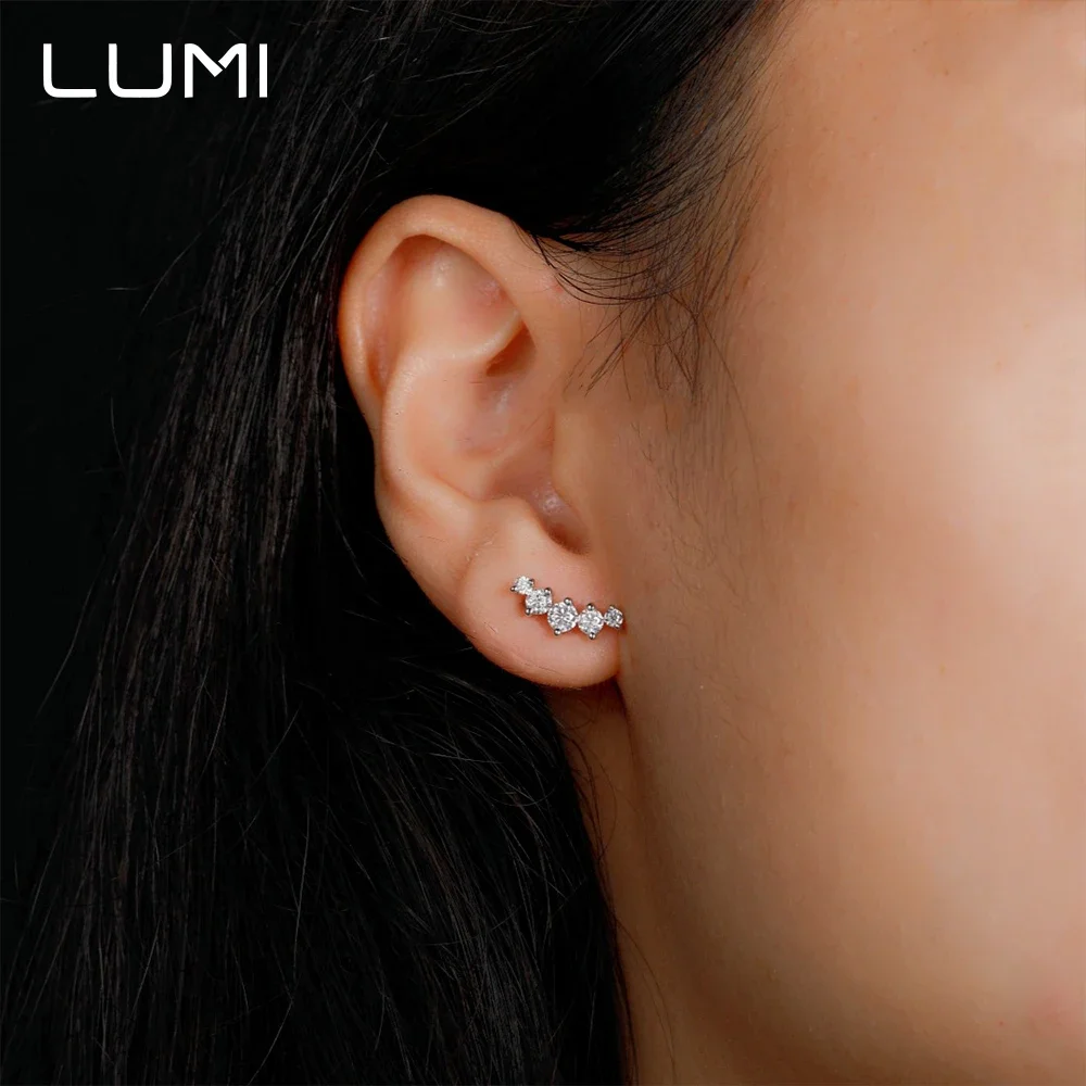 

Дугообразные серьги-гвоздики из серебра 925 пробы с пятью камнями, 2-3 мм, муассанит, уникальный красивый обруч для ушей на годовщину свадьбы для подарка унисекс