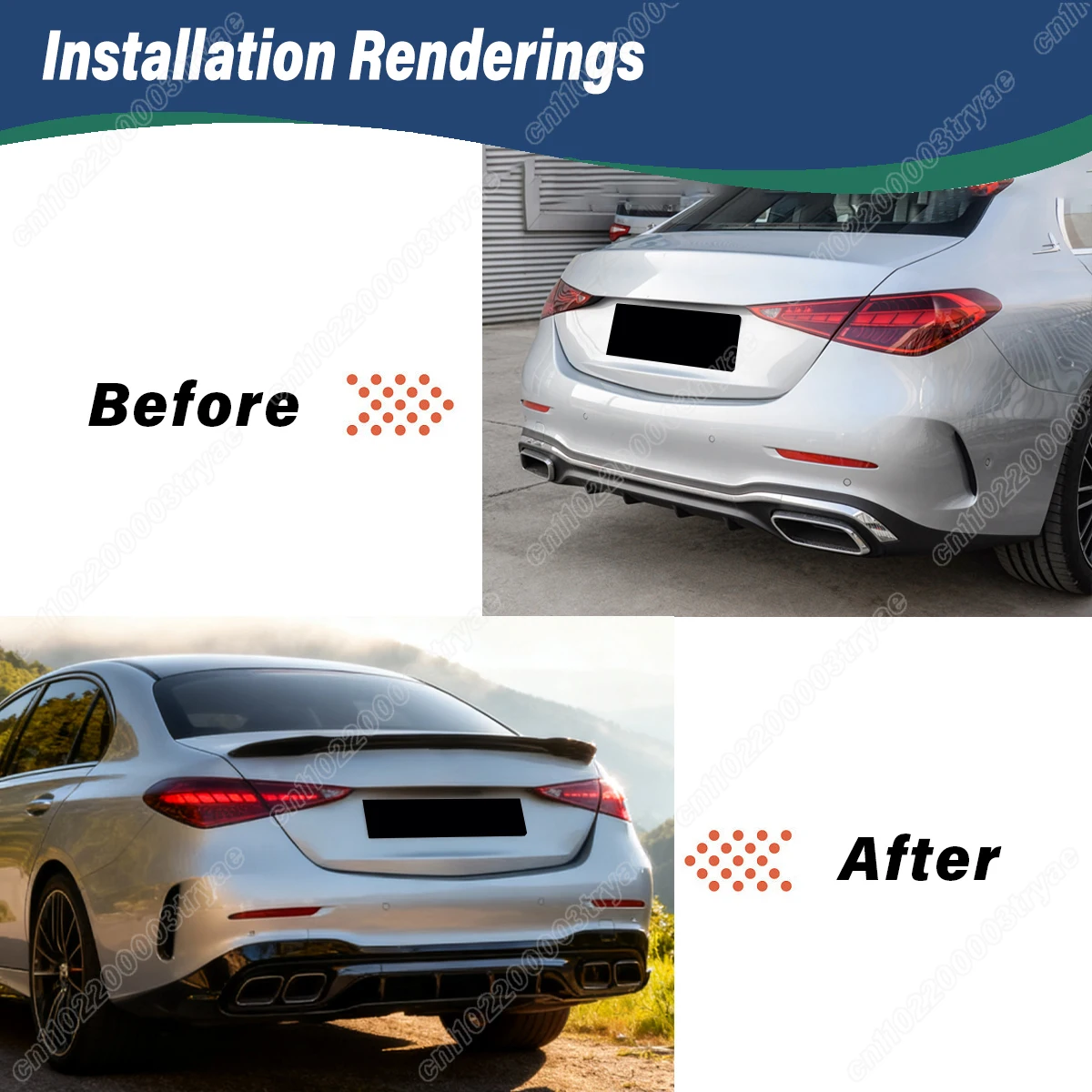 For Mercedes Benz C Class W206 Sedan AMG 2022 2023 2024 Car Trunk Splitter Fixed Deflector Wing Rear Spoiler Body Modification