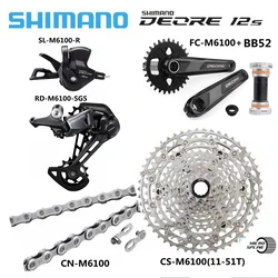 SHIMANO DEORE M6100 12speed Groupset with Shifter Rear Chain FC-M6100 CRANKSET Bottom Bracket and 11-51T Cassette Sprocket