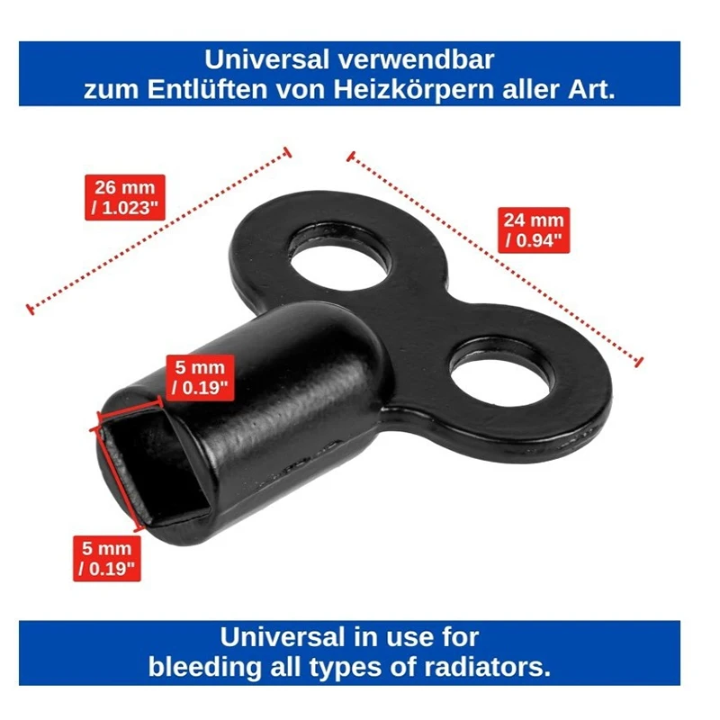 Radiator Valve Key Plumbing Faucet Water Tap Bleeder Air Vent Central Heating Heater Wrench Black Key Tool