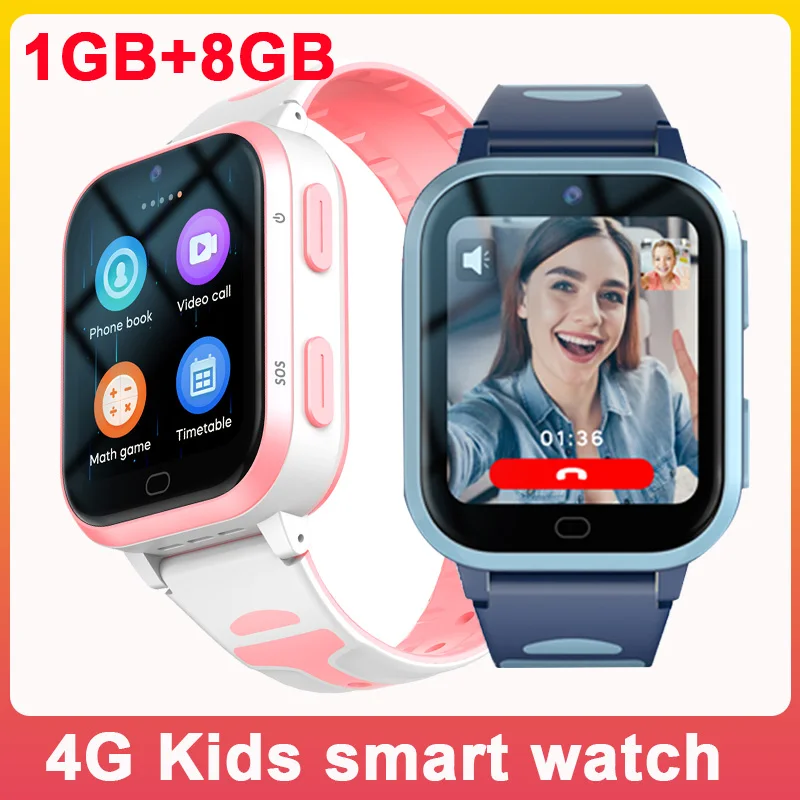 Kids Smart Watch 4G Phone 1GB+8GB HD Video Call Remote Monitor GPS Tracker SOS WiFi Connection Clock APP Load Android Smartwatch