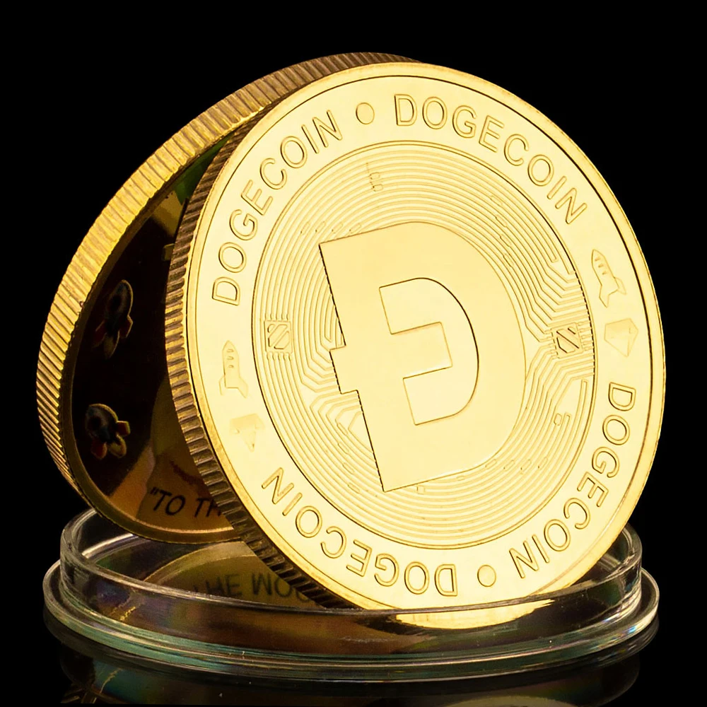 Dogecoin Rocket Pattern Collectible Commemorative Coin To The Moon In Doge We Trust Gold Plated Physical Cryptocurrency Coin