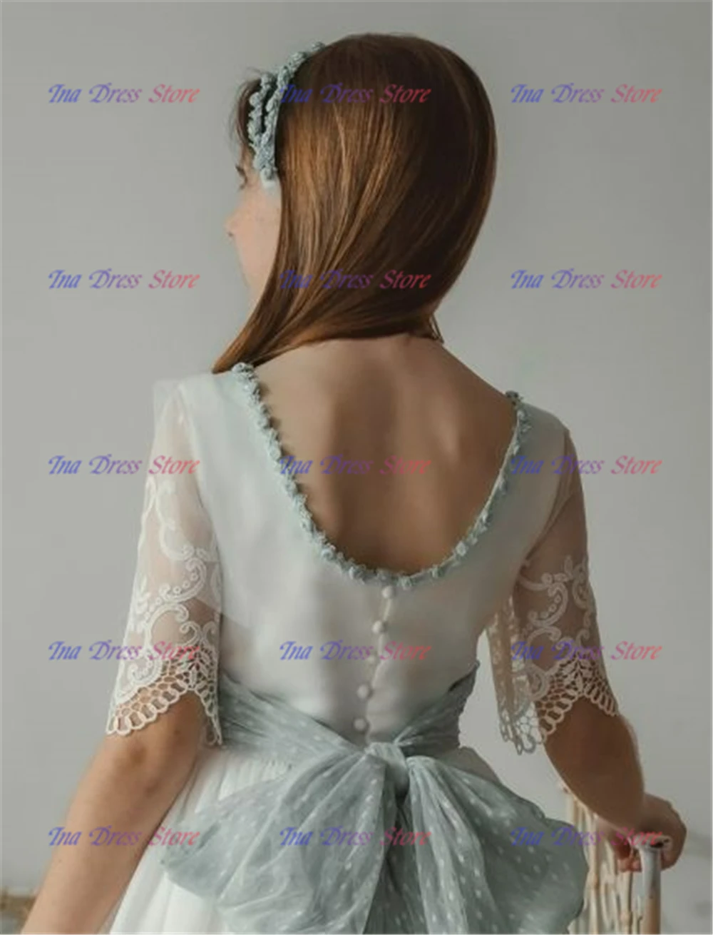 Elegant Flower Girl Dress Half Sleeve Tulle Fluffy Quality Lace Appliques For Wedding Kids Birthday Party Evening Ball Gowns