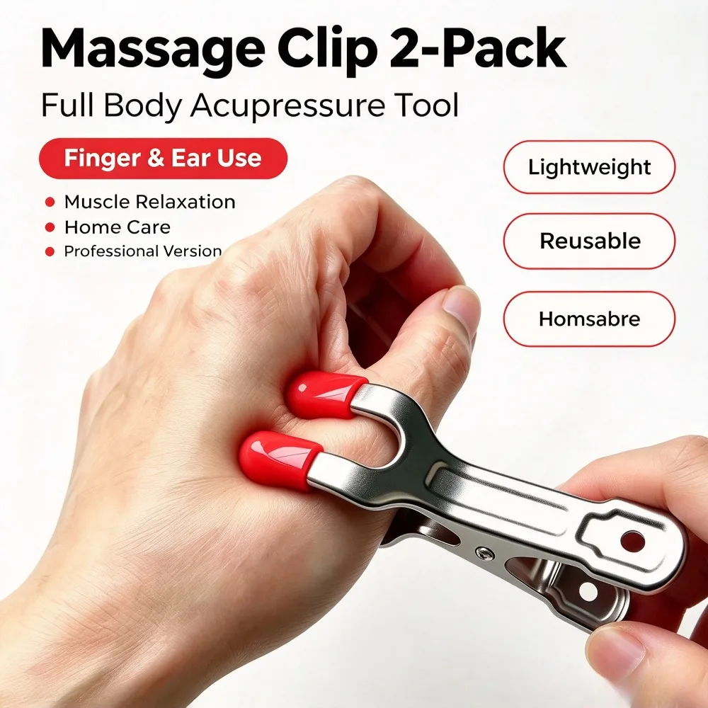 Tiger Mouth Shape Massage Clip Set 2Pcs Finger Ear Full Body Acupressure Tool Muscle Relaxation Meridian Care For Home Use Pro