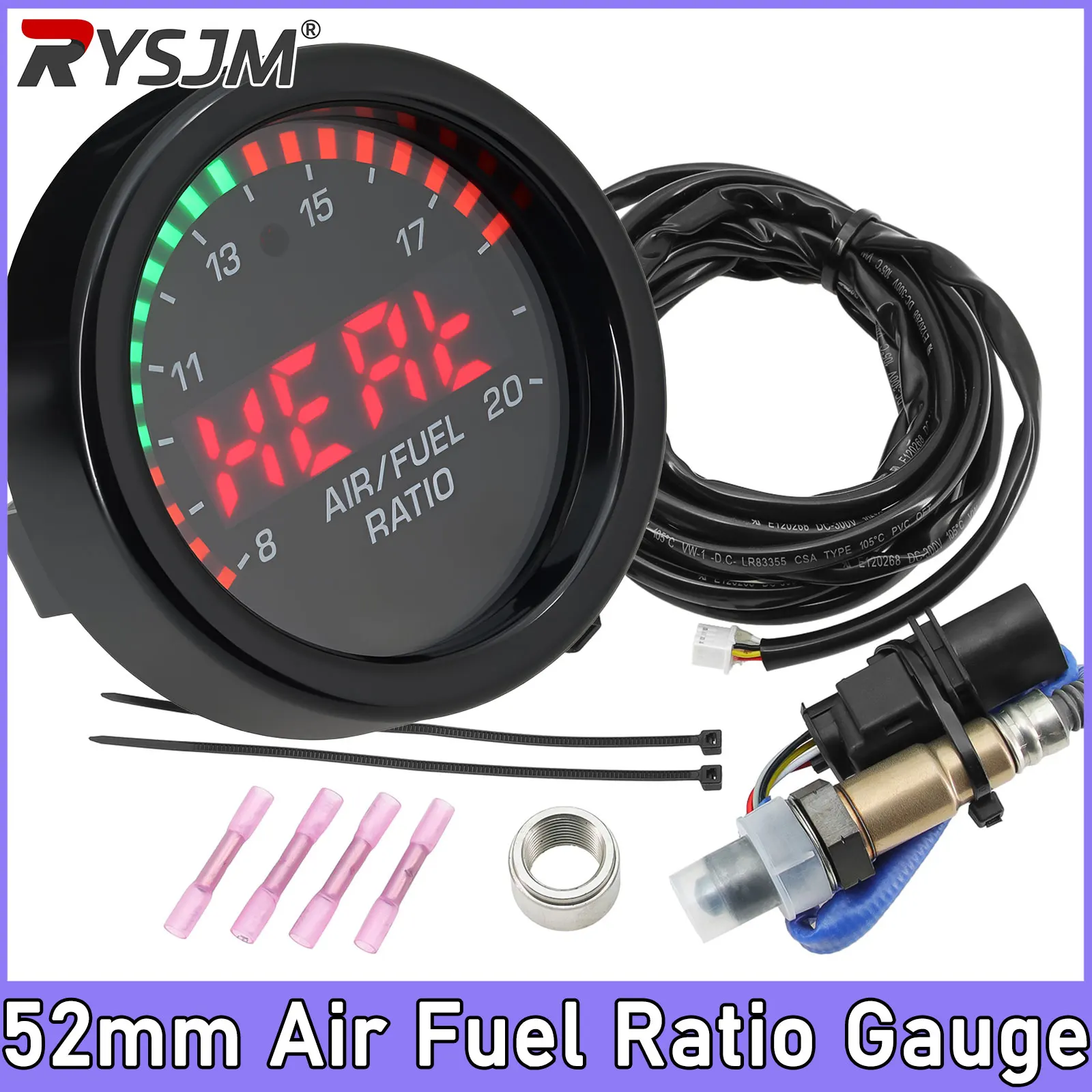 52mm Leds Digital Car Air Fuel Ratio Gauge AFR Wideband O2 Oxygen SensorRacing Air Fuel Meter Indicator 12V Car Meter 025801702