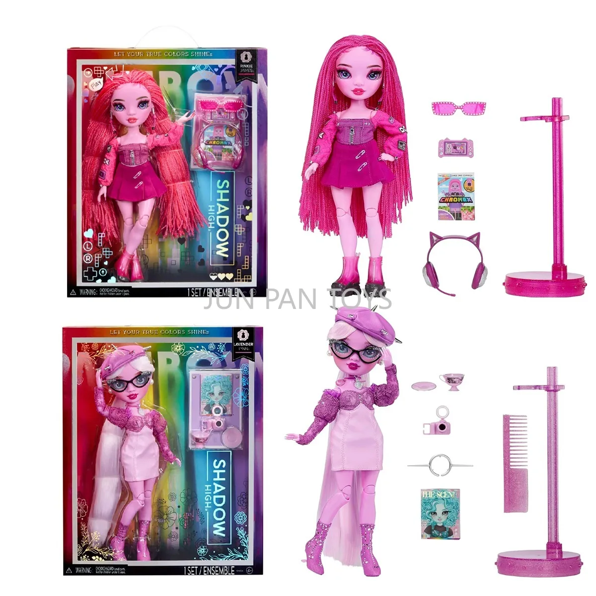 Rainbow High Shadow Series Lavender Lynn Pinkie James Colorful