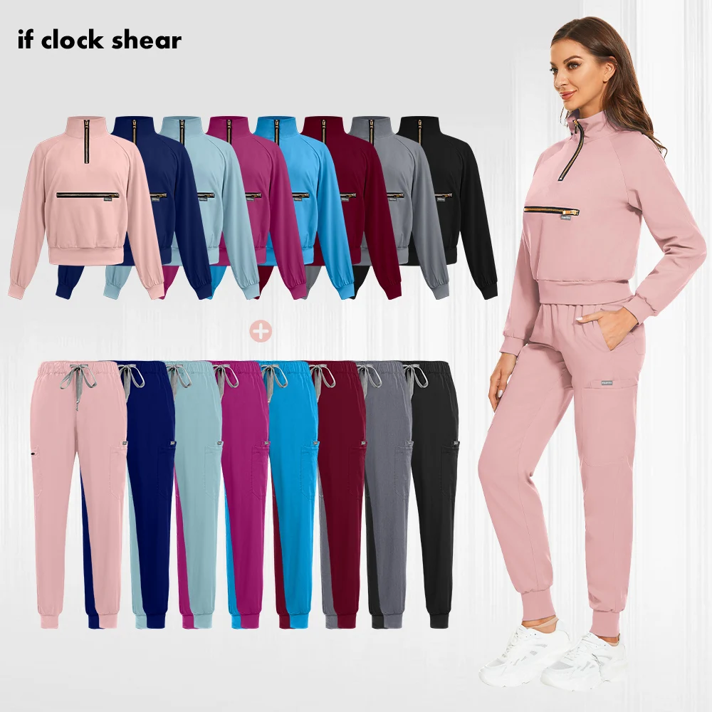 Stretchy Pharmacist Workwear XS-2XL Hospital Nurse Uniform Pet Grooming Working Clothes Scrubs Sets Uniformes De Enfermera Mujer