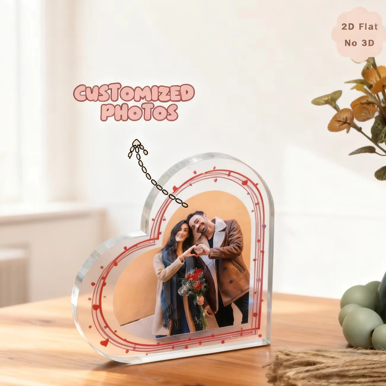 Customizable Acrylic Heart-Shaped Plaque Photo & Text Birthday Gift Sentimental Keepsake Thoughtful Present with Personalization