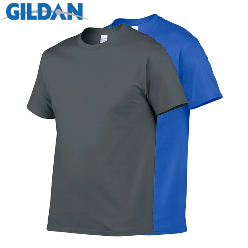 Gildan Summer Men T-Shirt 100% Cotton High Quality Casual Short Sleeve T Shirt Women Oversized Solid Male Tops Tees 2PCS