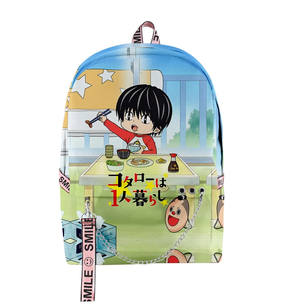 Harajuku novità Kotaro Lives Alone Anime 3D Print School Bags Unisex Oxford Waterproof Notebook zaini da viaggio multifunzione