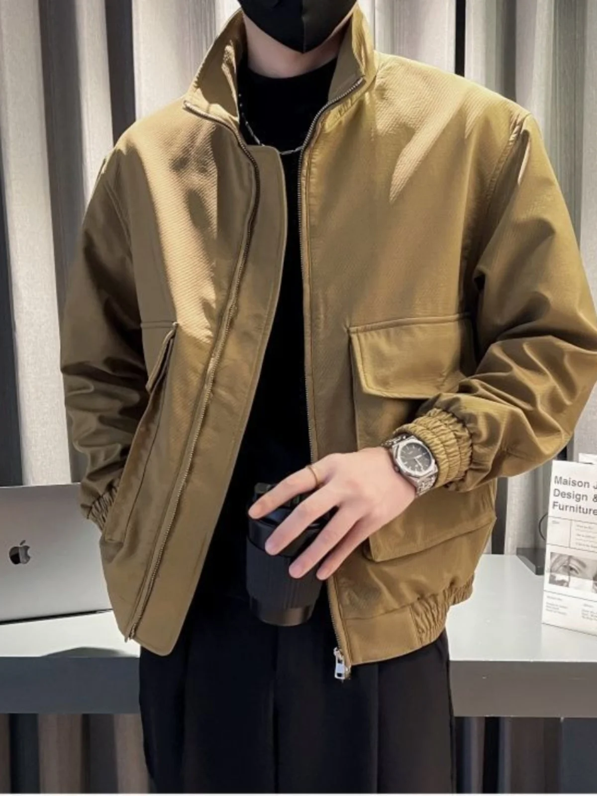 

High-End Men's Workwear Jaet New Sle Faionable Windbreaker Long Sve Polyester Fiber Cool Sle Casual Outerwear