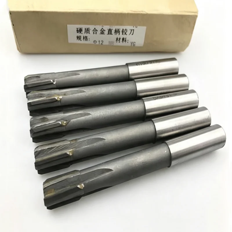 H7 Straight Handle Tungsten Steel Welding Reamer ，YG8 Inlaid Alloy Machine Reamer 4-20mm Chuck Hole Expanding and Deburring Tool