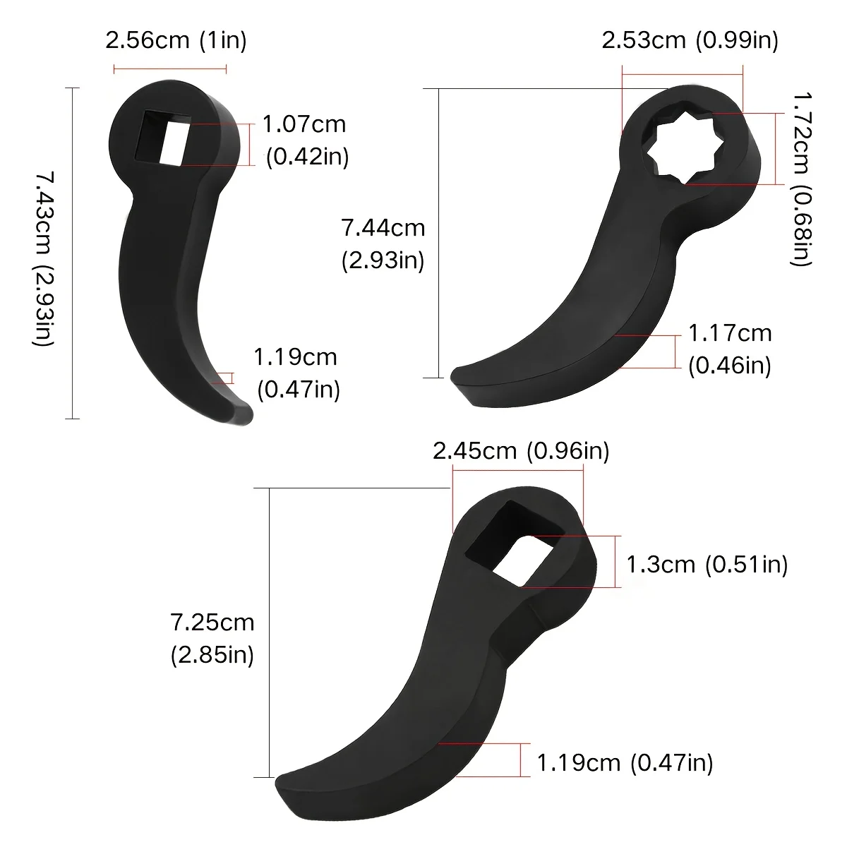 3pcs High-Strength Pry Bar Adapters - 1/2