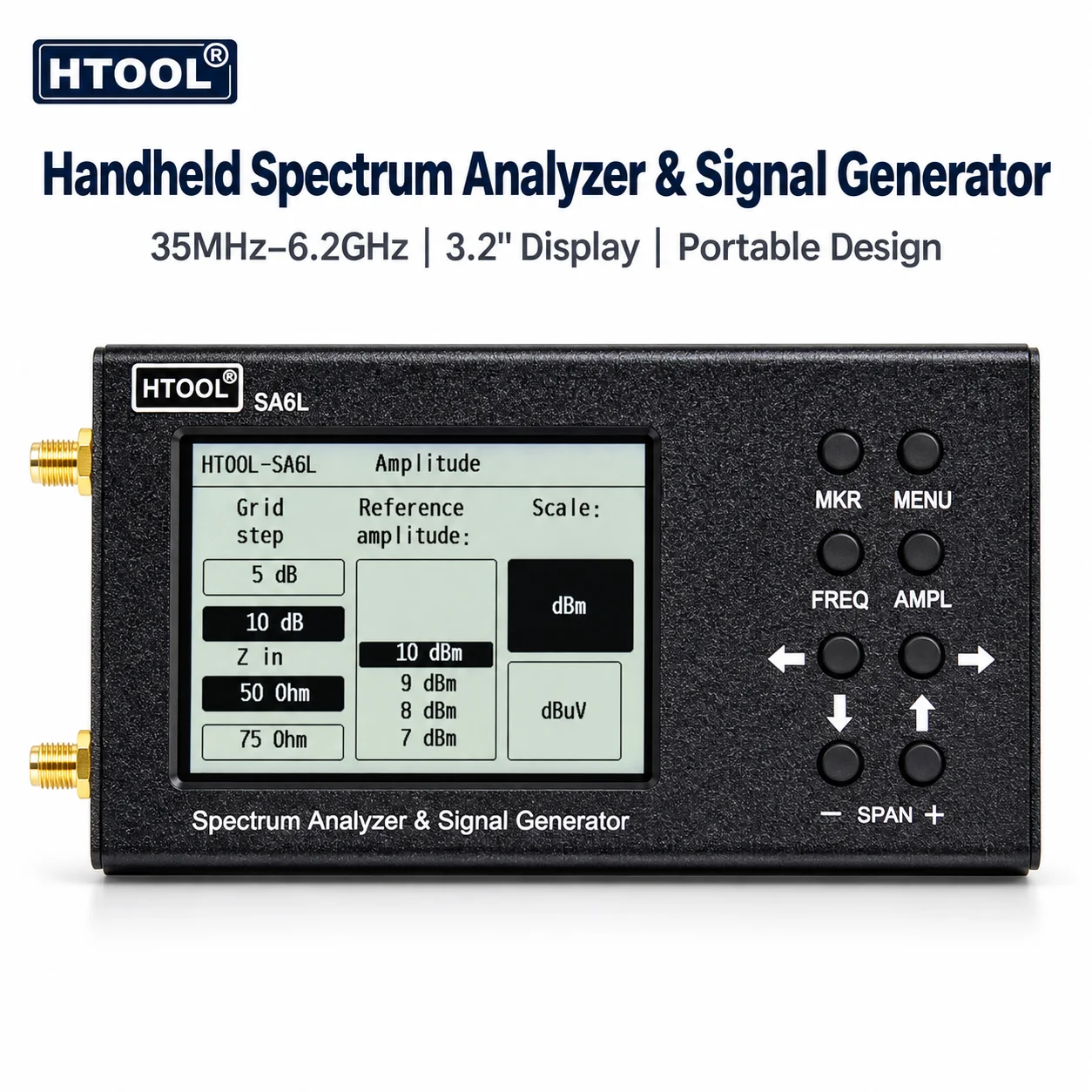 HTOOL SA6L Portable RF Analyzer for Engineers Students Electronics DIY 35MHz-6.2GHz Spectrum Analyzer
