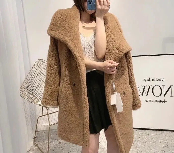 camle wool winter woman\'s short coat thicken warm cashmere coat small size short teddy bear coat for female high quality 4th