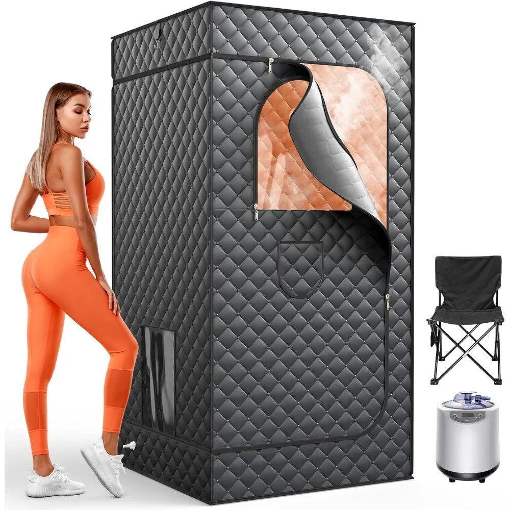 

Портативная паровая сауна XL для дома — коробка мощностью 2000 Вт с резервуаром 3 л, складной стулом, быстрая установка сауны в помещении для облегчения мышц и детоксикации