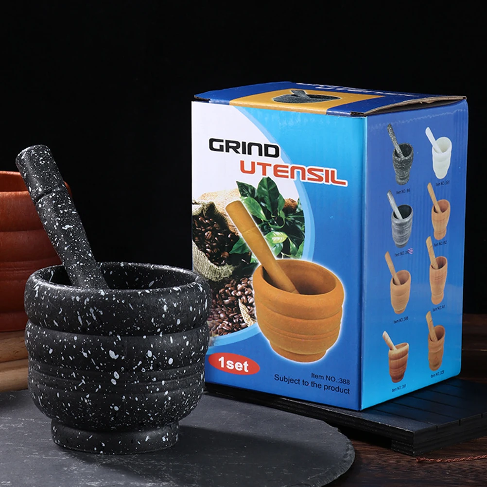 

1 set Manual Garlic Masher Stone Pounder Kitchen Crusher Bowl Pill Grinder Safe Hygienic Durability