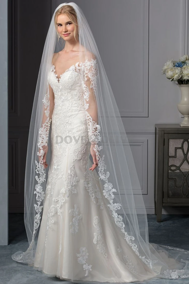 

280cm Lace Appliques Wedding Veils complementos de boda One Layer with Comb Cathedral Bride Bridal Hair Accessories