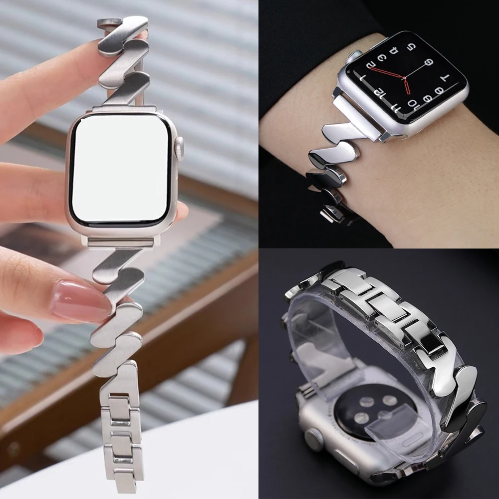Stahlarmband für Apple Watch Band Serie 11 10 9 8 7 SE3 Ultra 3 2 Metall-Damenarmband für iWatch 49 mm 46 mm 41 mm 45 mm 42 mm 44 mm