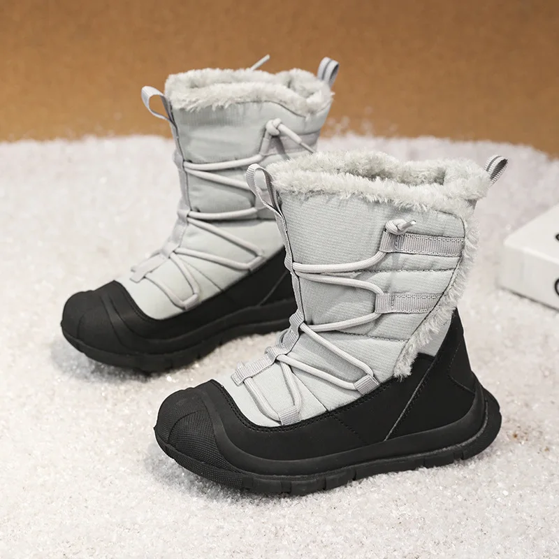 2026 Winter Children's Shoes Boys High-top Cotton Shoes High Quality Warm Comfortable Non Slip Fashion Girls Outdoor Snow Boots.