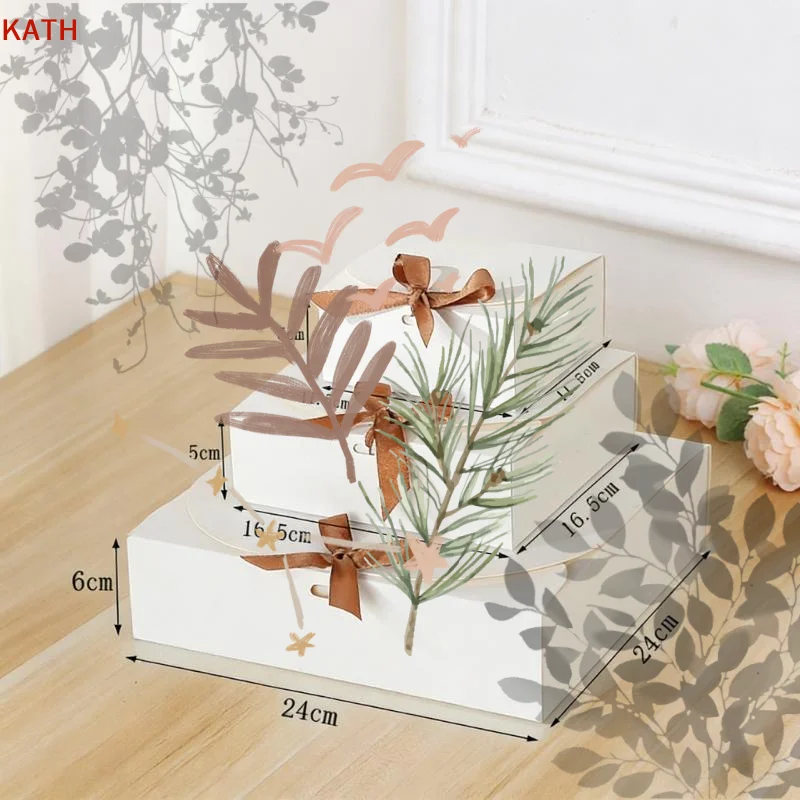 Kraft Paper Gift Box With Satin Ribbon Bow And Sturdy Structure Perfect For Birthday Wedding Holiday Gift Packaging