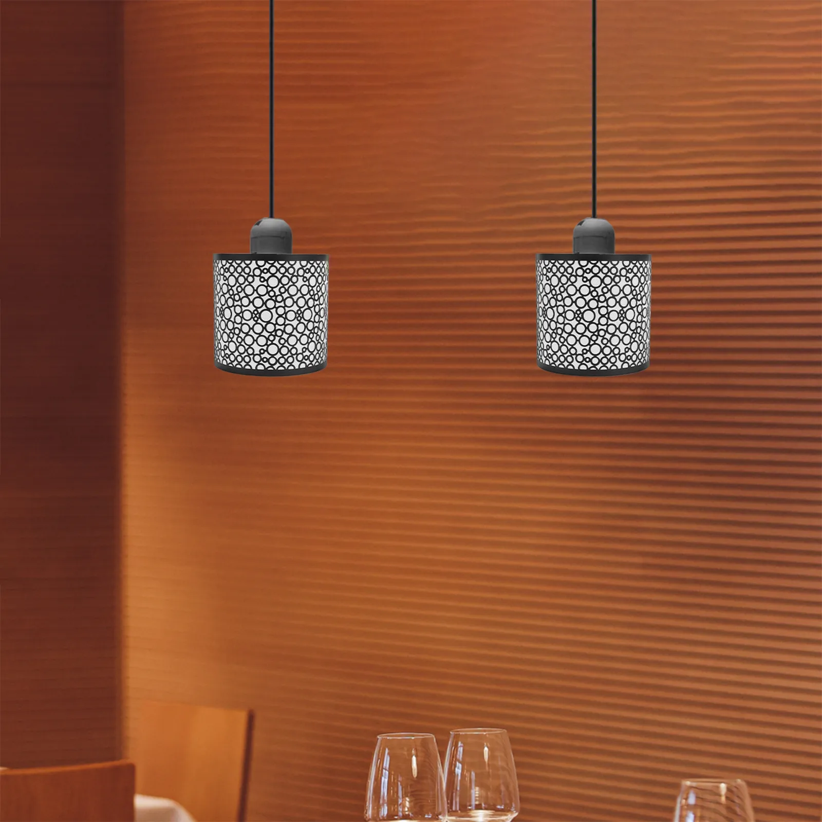 Black Drum Iron Lampshade Modern Bedroom Ceiling Pendant Lamp Shade Soft Light Protection E27 Socket Replacement Shade