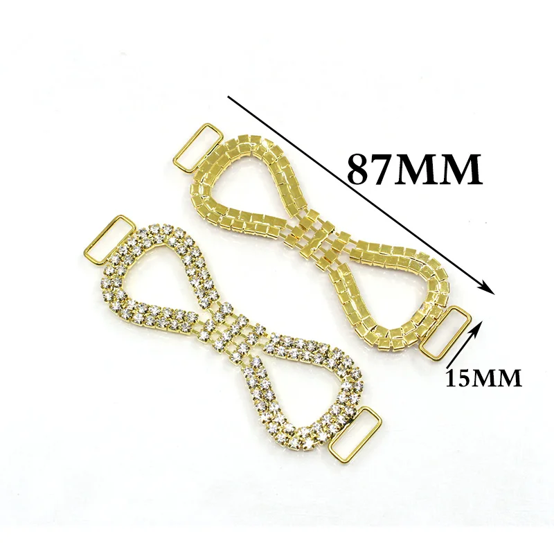 Bikini Buckles with Shiny Rhinestones Swimwear Connection Bra Decorative Diamond Chain Crystal Bodybuilding Sexy 87mm 2 PCs/Lot