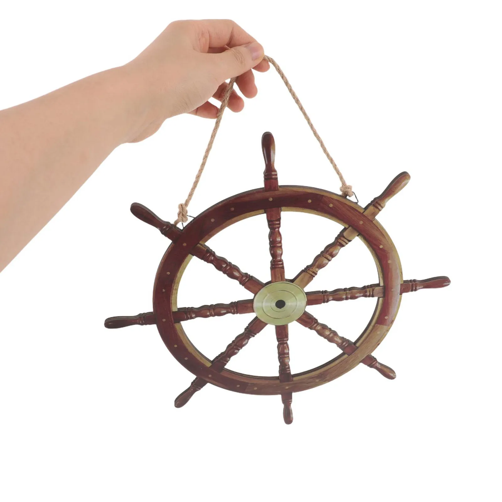 2Pcs Wooden Ship Wheel Wall Decor Rustic Vintage Nautical Wall Hanging Marine Pirate Pirate Party Decorations Boat Steering