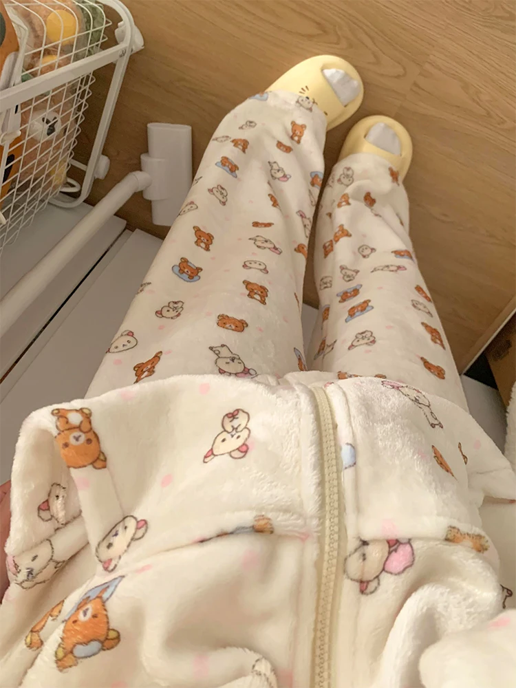 ensemble-de-vetements-d'interieur-pour-femmes-en-polaire-corail-epaisse-avec-chapeau-a-fermeture-eclair-pyjama-a-manches-longues-mignon-de-dessin-anime-pour-l'automne-et-l'hiver