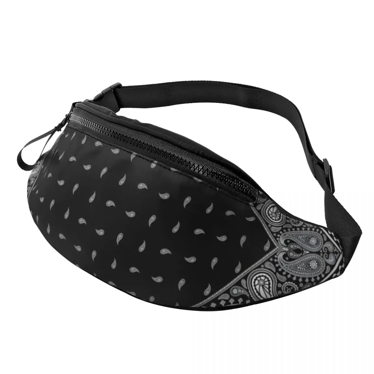 Custom Ethnic Bohemia Style Paisley Fanny Pack Women Men Crossbody Waist Bag for Cycling Camping Phone Money Pouch