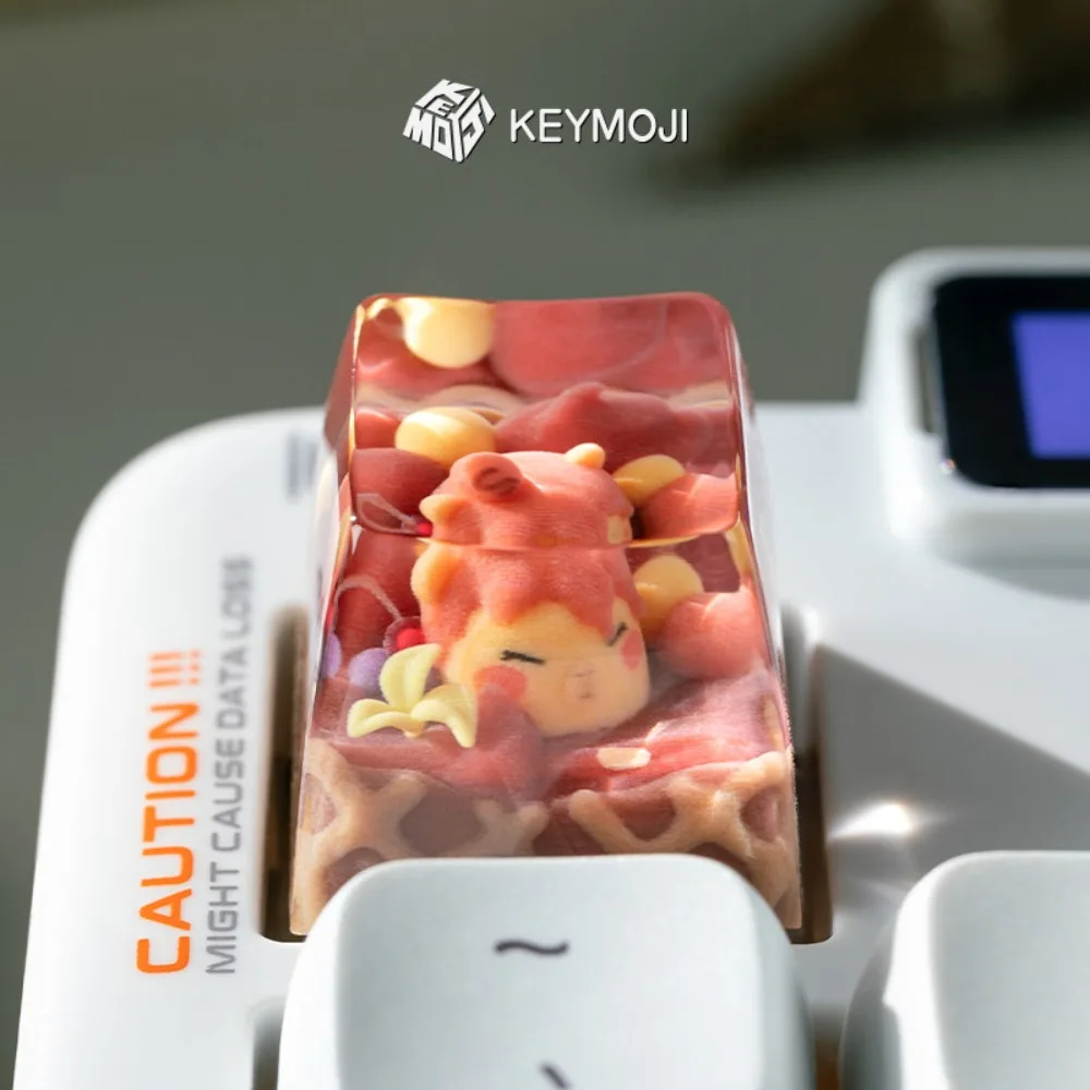 Animal Ice Cream ESC Keycap Custom Cute Capybara Panda Resin 3D Point Anime Keycaps  Mechanical Keyboard Cartoon Transparent