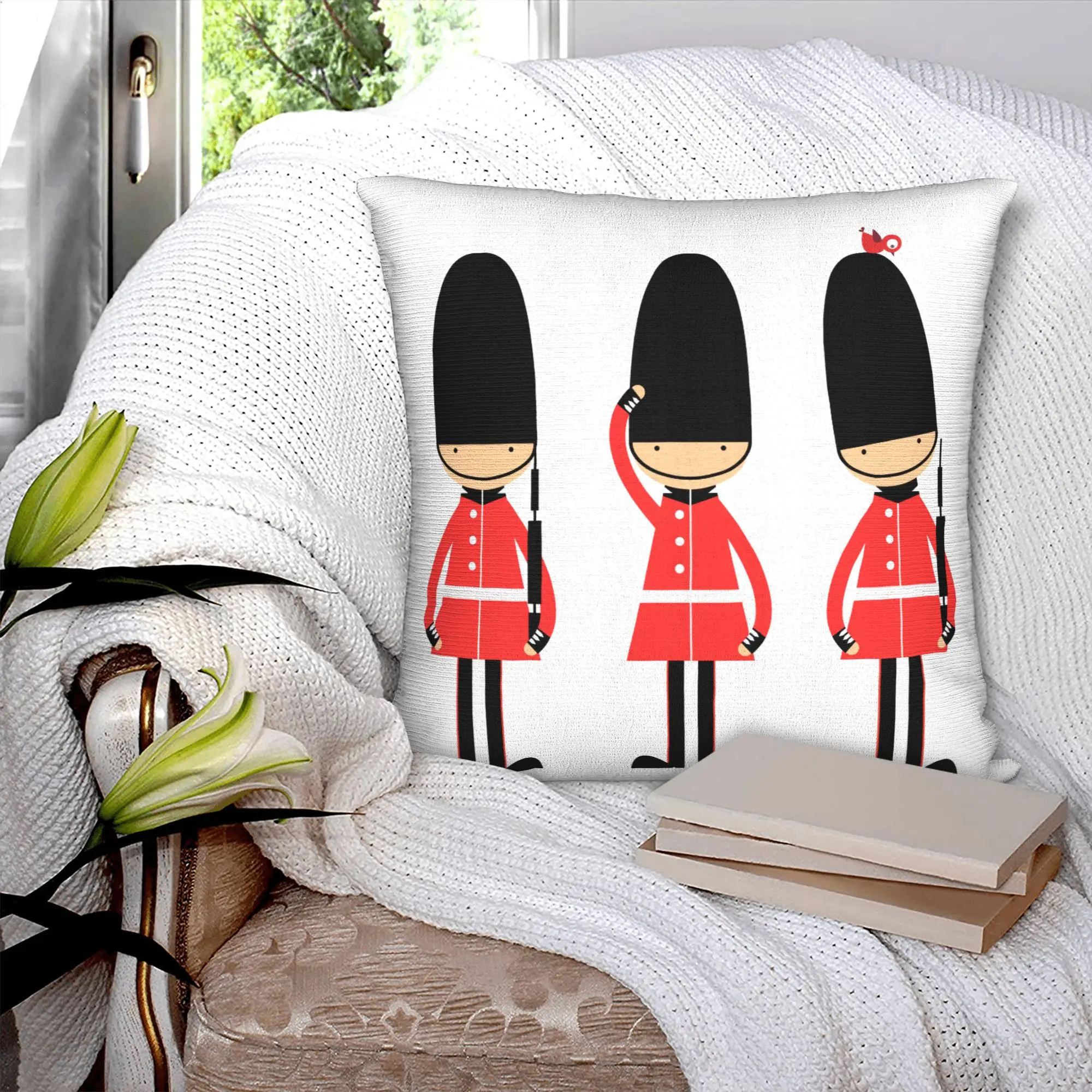 Cartoon British Soldiers Luxury Throw Pillow Cover Home Decorative UK London Cushions for Sofa