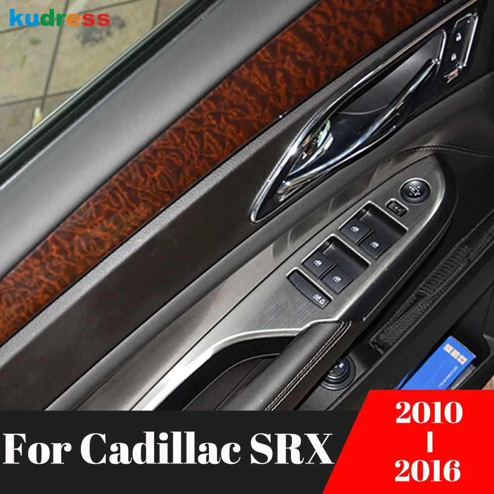 For Cadillac SRX 2010-2013 2014 2015 2016 Steel Car Inner Door Window Lift Switch Button Panel Cover Trim Interior Accessories