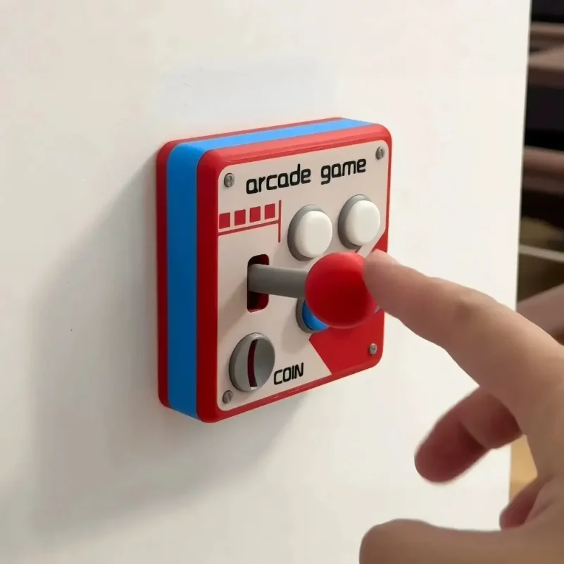Retro Arcade Joystick Switch Plate Cover, Punch-Free 3D Printed Game Room Wall Decor, Cool Nostalgic Gift for Gaming Enthusiasts