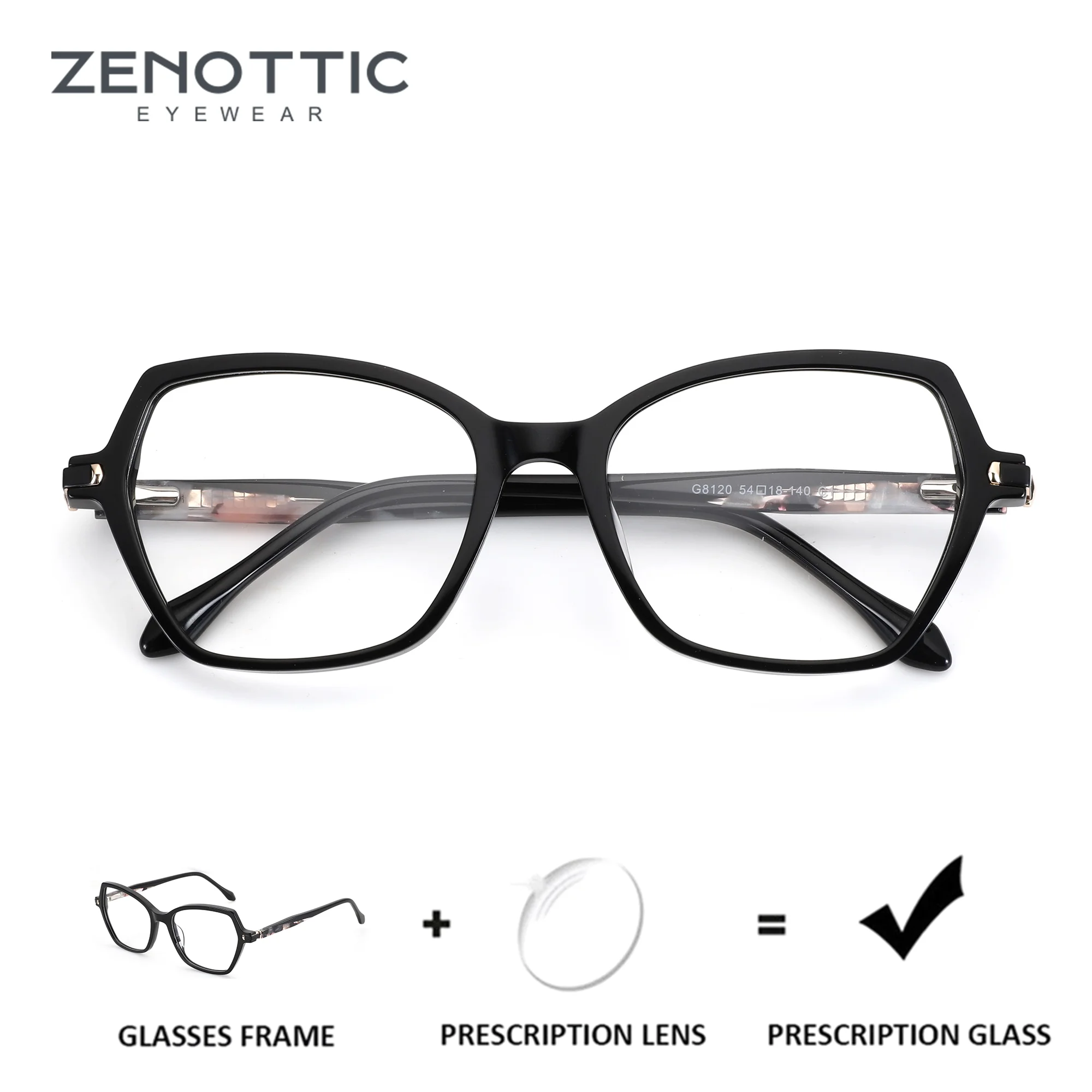 ZENOTTIC (L Size)Acetate Polygon Graduated Glasses Myopia Photochromic Eyeglasses Woman Multifocal Grade Glasses Near And Far