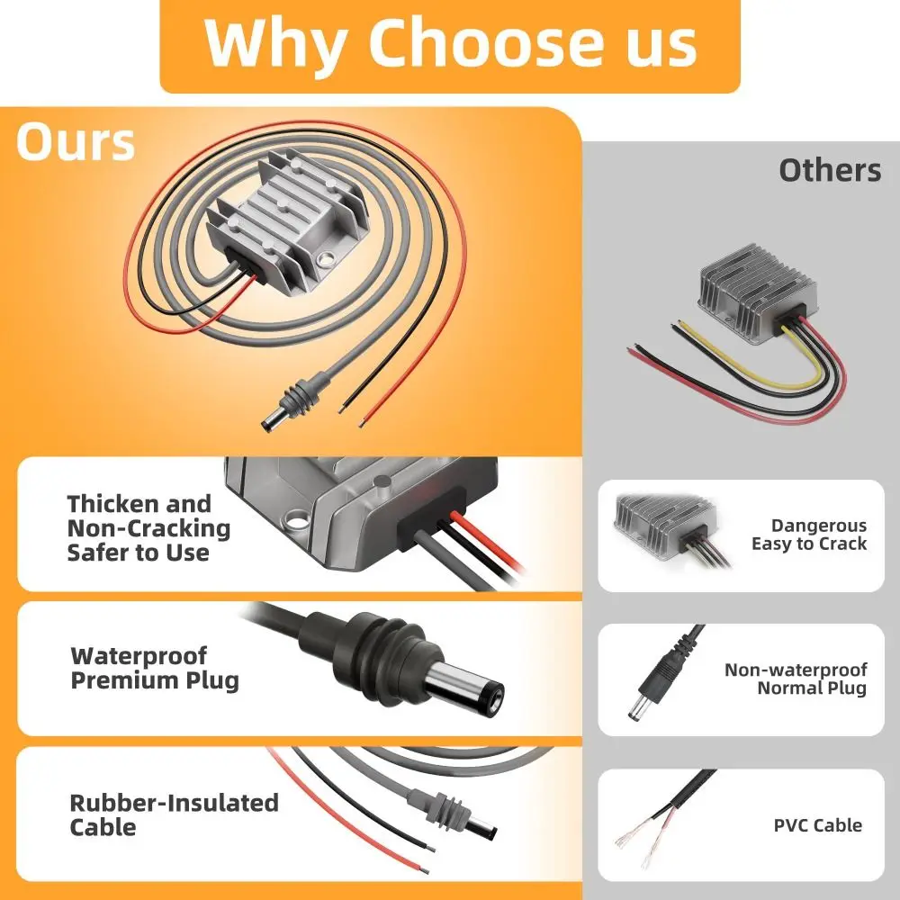 12 to 30V Step Up Power Cable Adapter DC IP68 Waterproof DC Power Cord Converter Input 30V 3.5A Shockproof for Starlink Mini