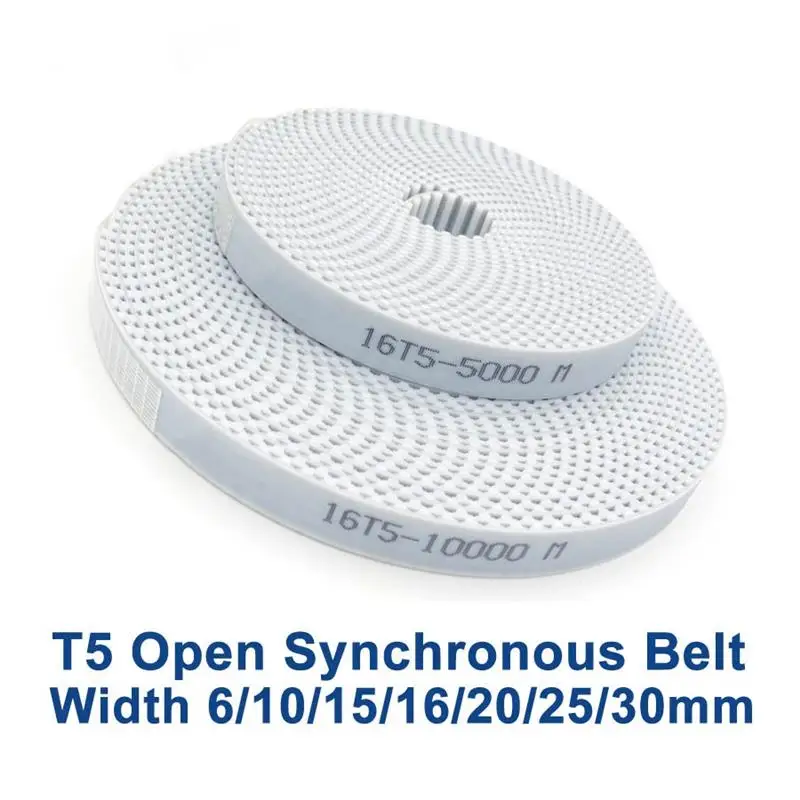 T5 Open Synchronous Belt Width 6/10/15/16/20/25/30mm Polyurethane Steel PU T5 Open Timing Belts 3D Printer