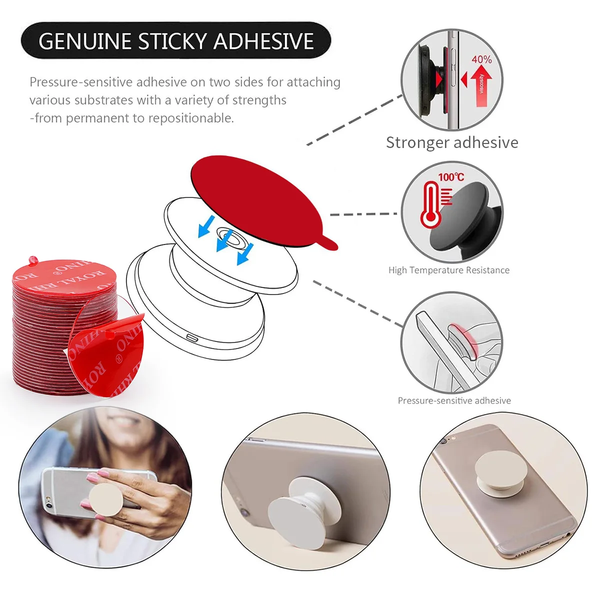 وسادات شريطية شفافة من الأكريليك على الوجهين - ملصقات ذاتية اللصق مقاومة للماء ولا تترك أثرًا وقوية للغاية للاستخدام المنزلي في السيارة