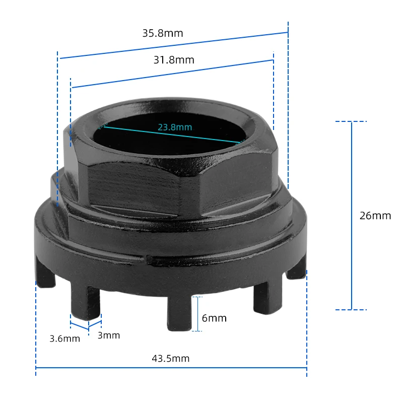 Install e-Bike Bicycle Drive-side Bottom Bracket ISIS B.B. Cups Eight Notch Tool For 8 Teeth Chainring Lockring Removal Sleeve