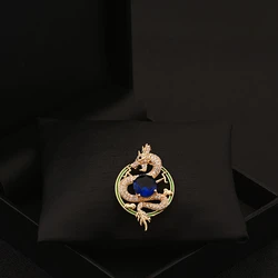 Luxury Animal Year Dragon Brooch Men's Zodiac Suit Coat Badge Accessories Refined Grace Crystal Pin Neckline Buckle Jewelry 6009