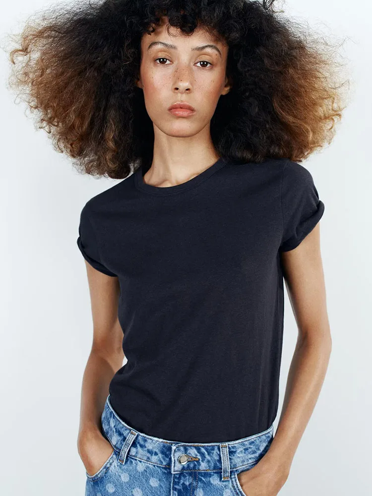 Fashionable Comfortable round Neck Short Sleeve Straight Cut Multi-Color Women's T-Shirt Top New Arrival Autumn 2026