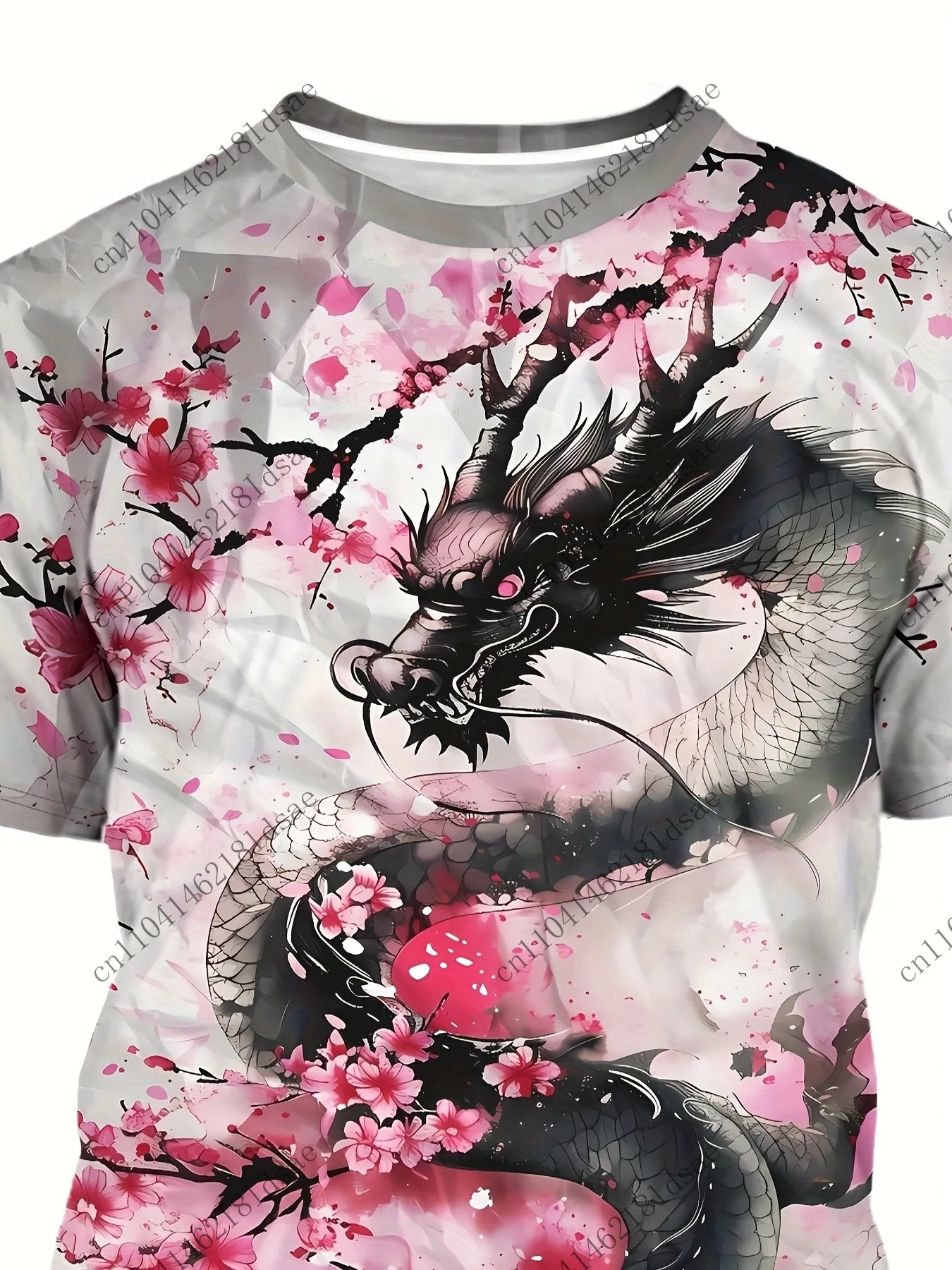 تي شيرت مطبوع ثلاثي الأبعاد ملابس الصيف قصيرة الأكمام بلايز قصيرة أنيمي تيز البوليستر الرجال طباعة طلاء حبر نمط الخوخ التنين #5