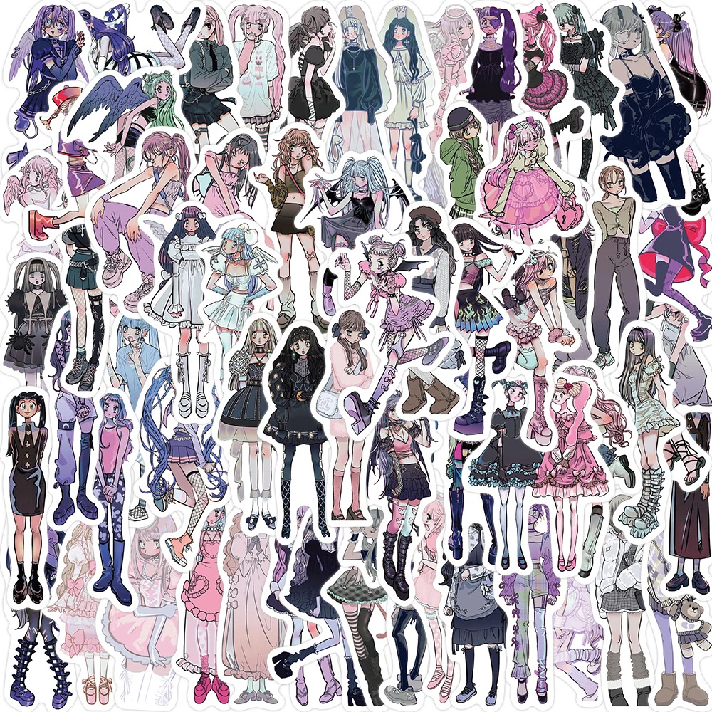 

63 шт. модные наклейки Kawaii Y2K Domi для девочек, сделай сам, скрапбукинг, журнал, коллаж, украшение для альбома, наклейка BulingBulingStickers Store