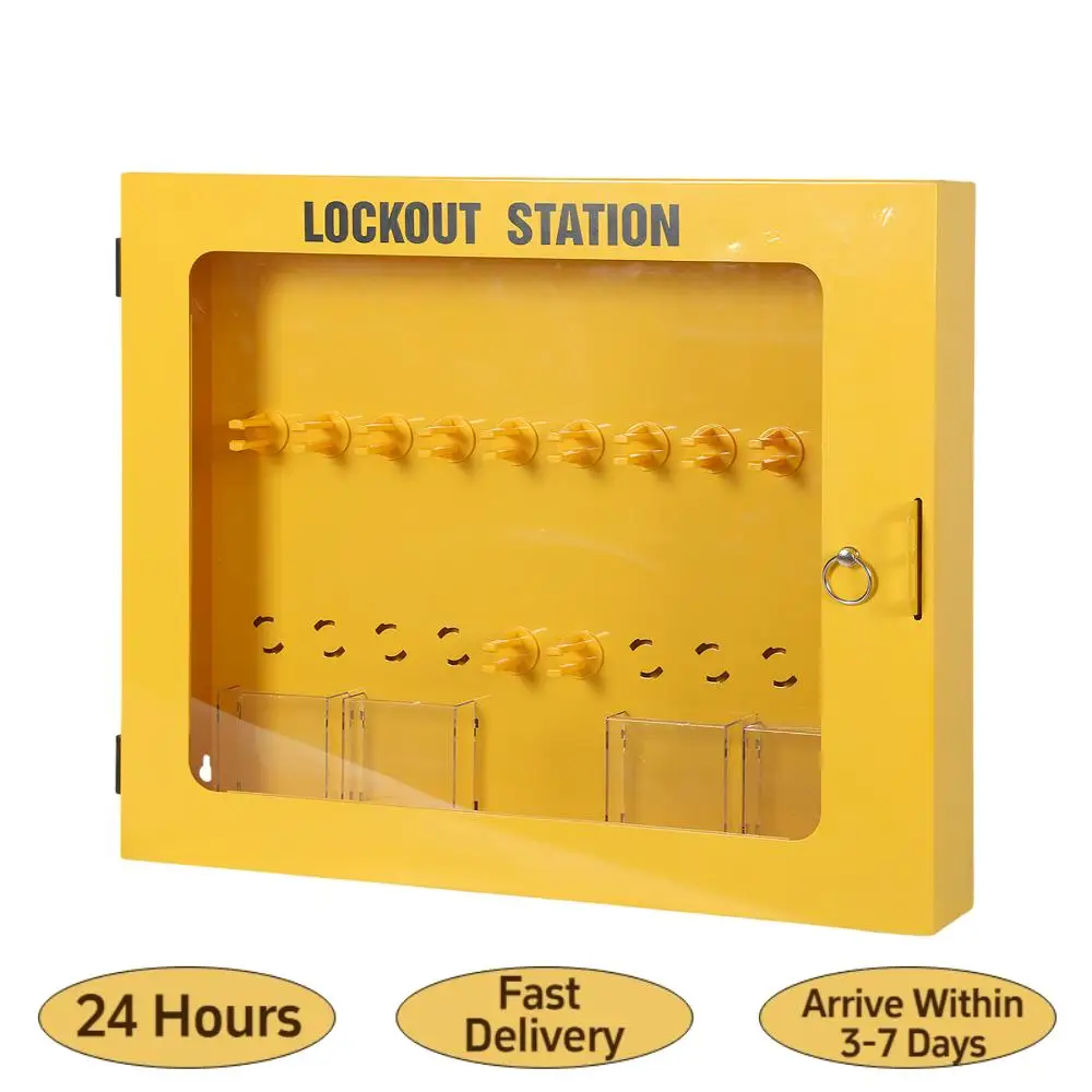 

Станция блокировки и маркировки (LOTO) с 20 замками безопасности, 6 защелками, 60 бирками. Комплект для электробезопасности. Устройства LOTO для электрических работ.