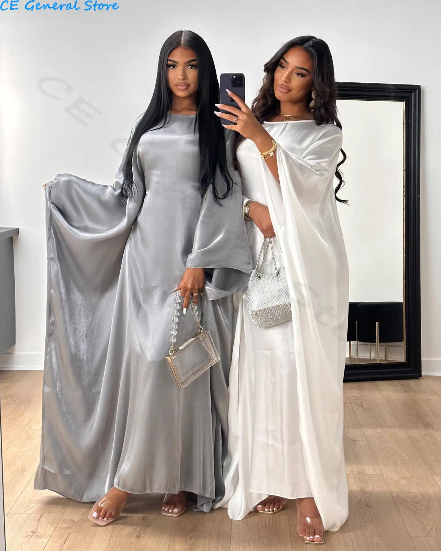 Butterfly Abaya Inside Inner Belt Muslim Party Long Dress Abayas for Women Dubai Turkey Islamic Clothing Ramadan Eid Kaftan Robe