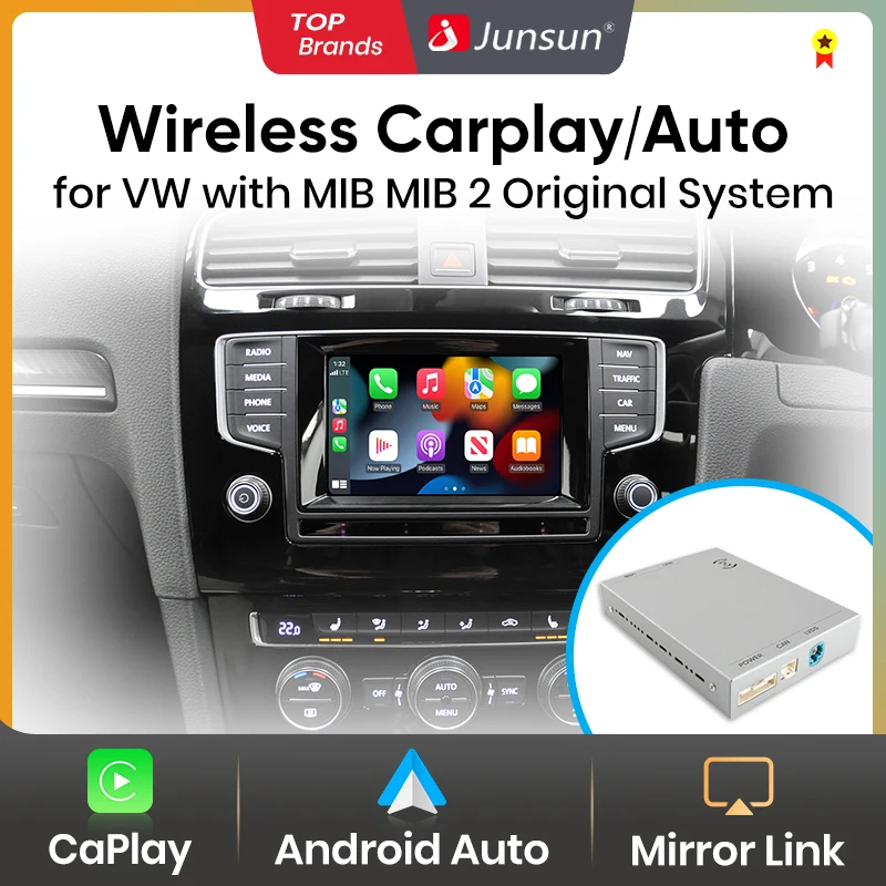 Junsun Wireless Carplay Android Auto Module Box For VW Volkswagen Skoda Octavia A5 Golf 7 Polo Passat B8 MIB MIB2 Mirror Link