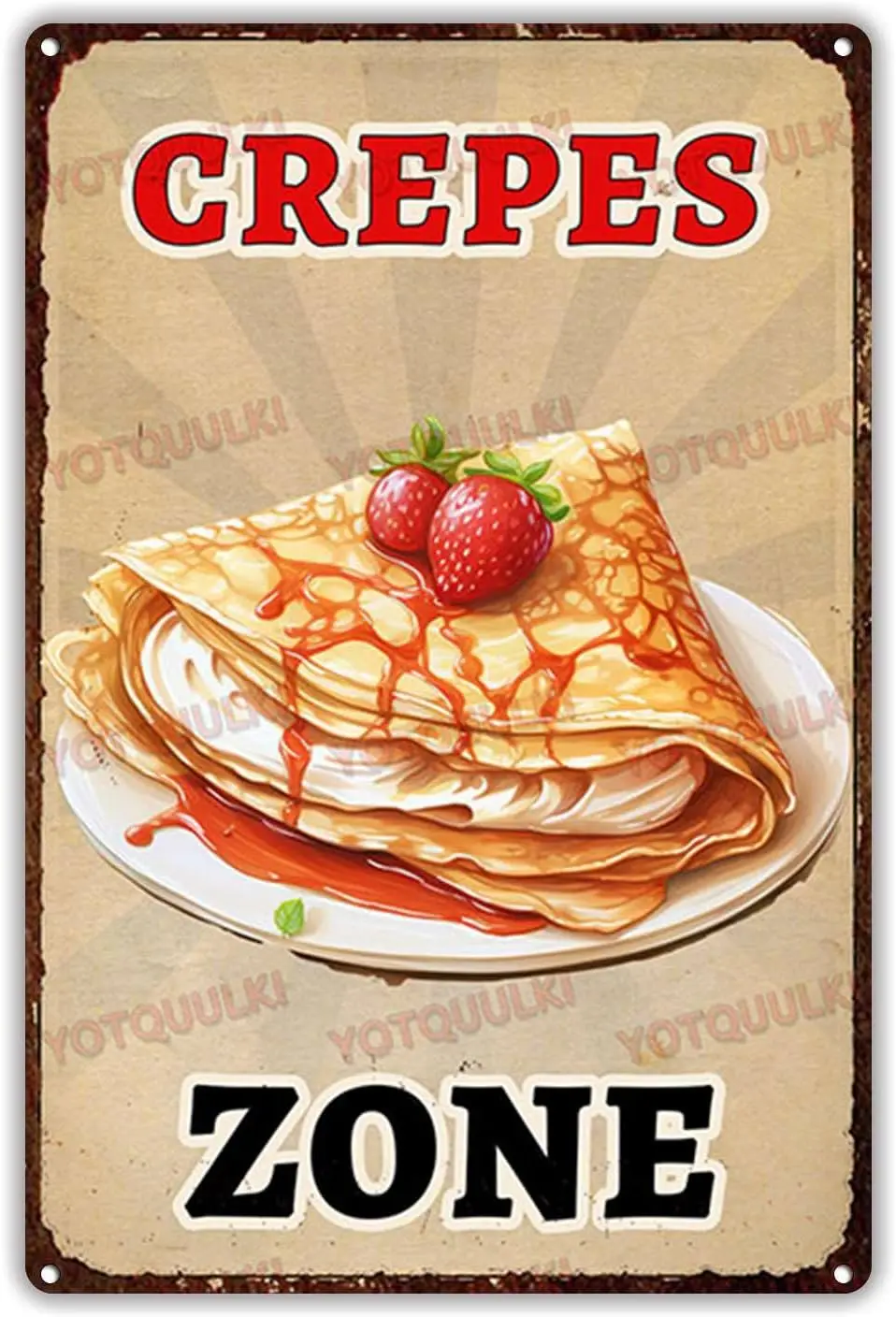 Vintage Poster Metal Sign Crepe Zone Pub Diner Cafe Tin Signs Retro Plaque Wall Decor Gift For Home Kitchen Office Club Bar Peop