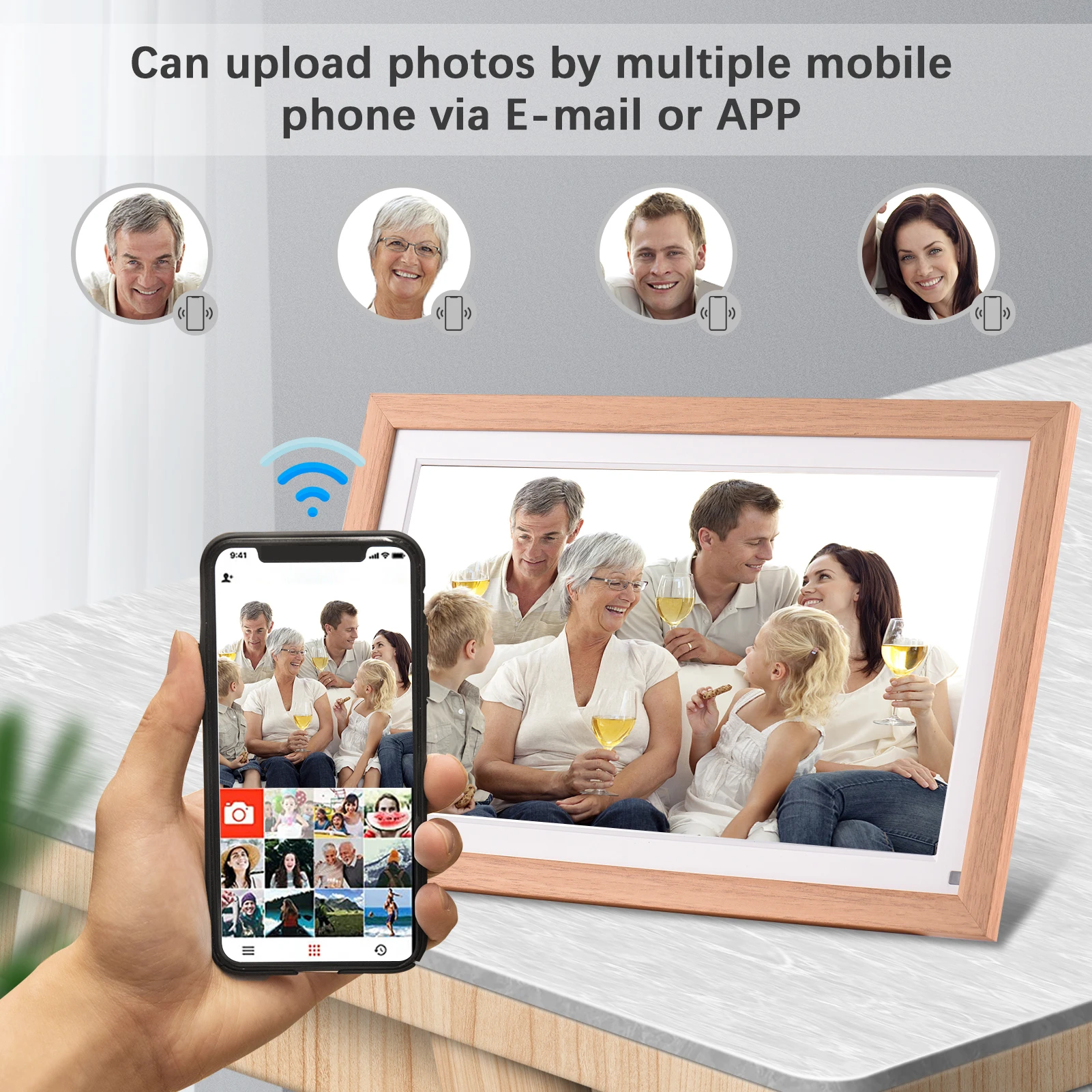 15.6 بوصة كبيرة واي فاي إطار الصورة الرقمية سحابة إطار الصورة الرقمية 1920*1080 IPS شاشة APP مشاركة الصور مع حامل المؤخر